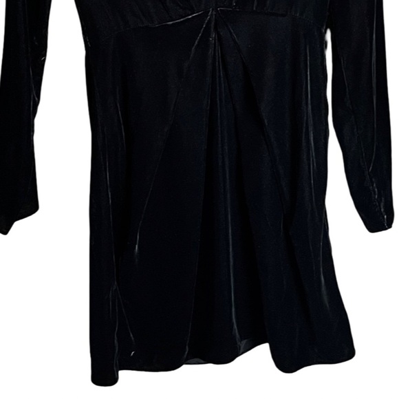 The Kooples Velvet Black Faux Wrap Mini Dress Long Sleeve Size 6 Cocktail Party - Picture 12 of 16